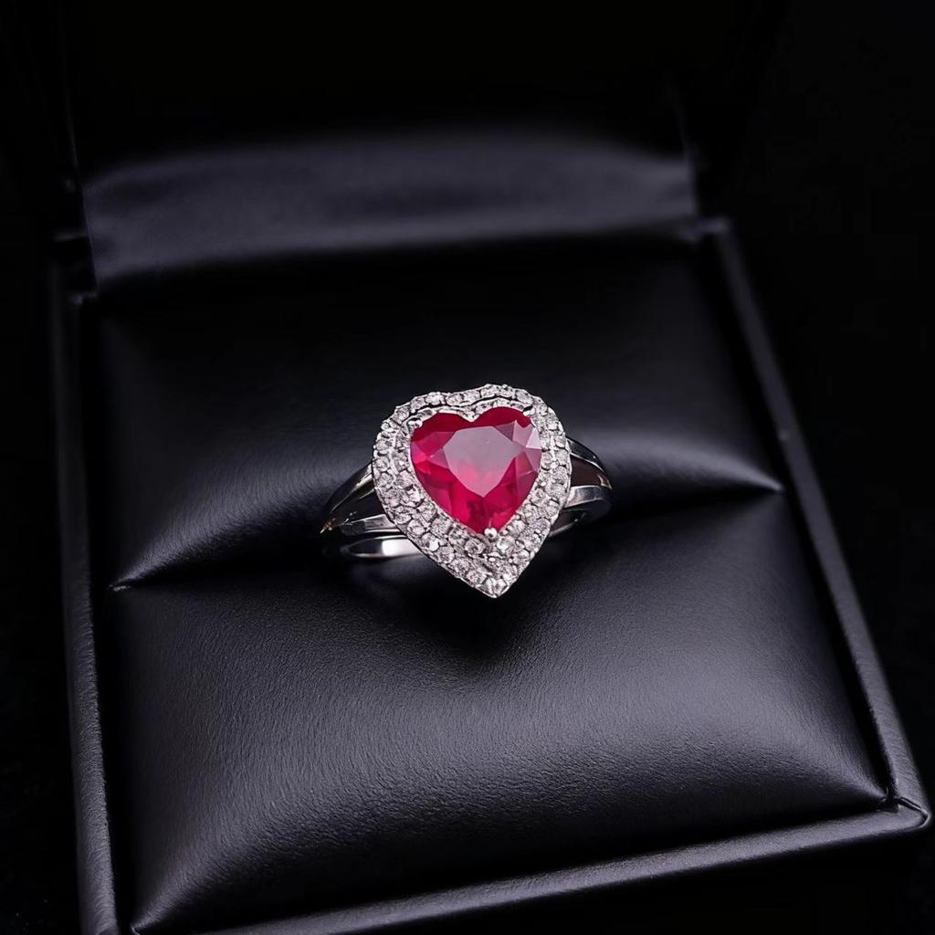 Fashion Love Necklace Imitation Classic Heart Of The Ocean Sapphire Jewelry Set Women'S Ring Stud Earrings Pendant