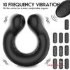 Rechargeable Silicone Cock Ring - Men's Vibration Delay Ring with Locking Function Sex Toys