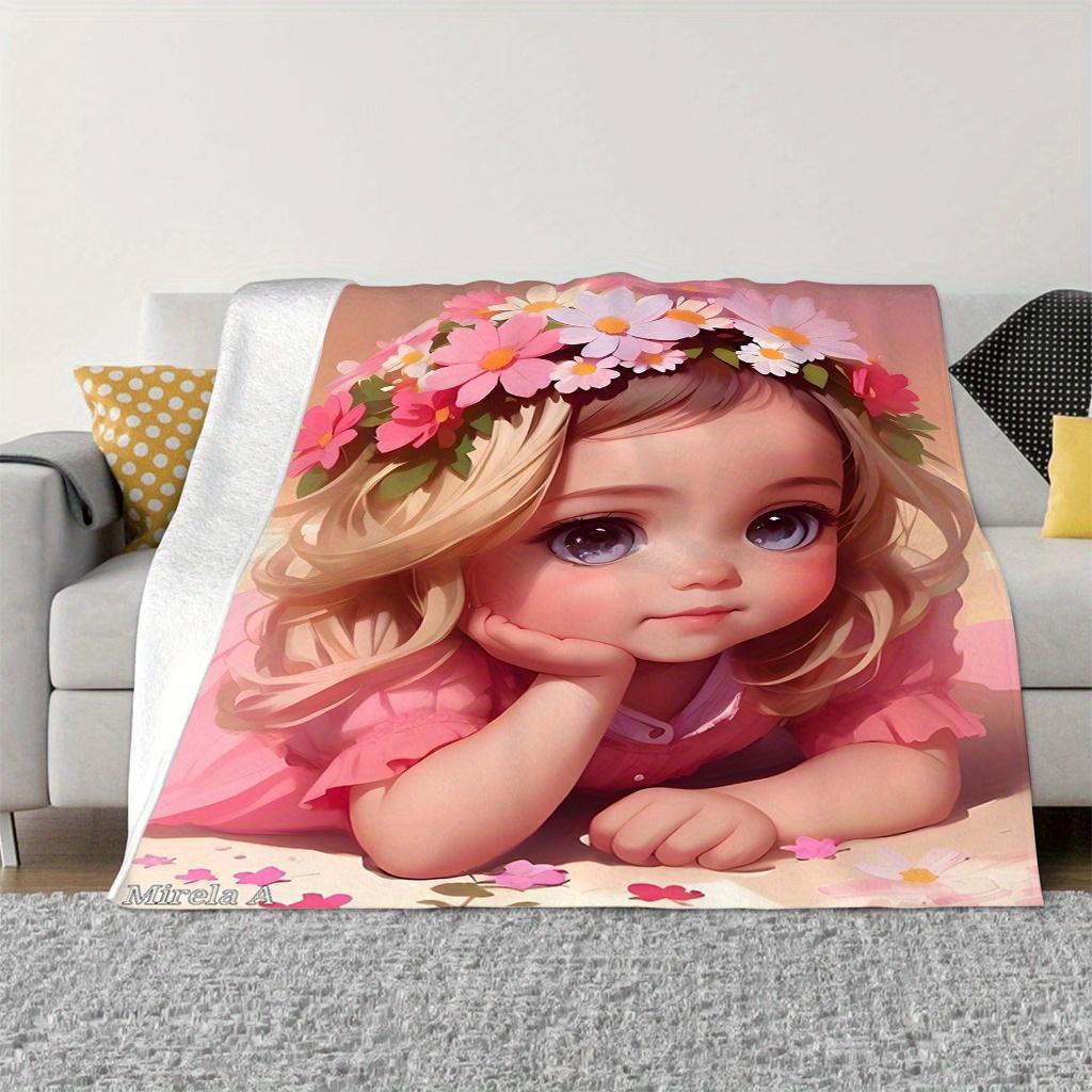 Sweet and Cute Child-themed Pattern Flannel Printed Blanket Suitable for All Seasons Suitable for Living Room Office Sofa Travel