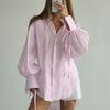 Fashion Style Lapel Sun Protection Shirt Stylish See-through Lantern Sleeve Shirt Sexy Special Shirt
