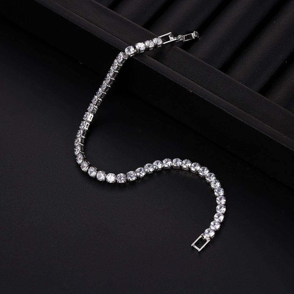 Luxury Hiphop Iced Out 4mm Cubic Zirconia Crystal Tennis Bracelets For Women Men Gold Color Silver Color Bracelet Chain Jewelry