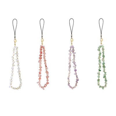 New  Handmade Natural Crushed Stone Bead Mobile Phone Lanyard Universal Natural Crystal Agate Moonstone Phone Chain