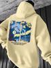 2025 Autumn Men's Tie-Ribbon Hooded Sweatshirt with Print Features Kangaroo Pockets and Hooded Pullover Sweater