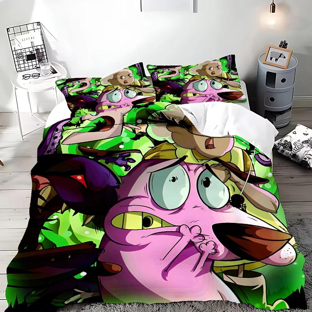 Courage the Cowardly Dog Duvet Cover Pillowcase Bedding Set for Kids Girl Boys Bedroom Gift Single Double Large Size