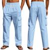 Herren Leinen Lange Hosen Sommer Einfarbig Atmungsaktiv Baggy Hosen Männlich Lässig Elastischer Bund Lässige Hosen Harajuku Hosen
