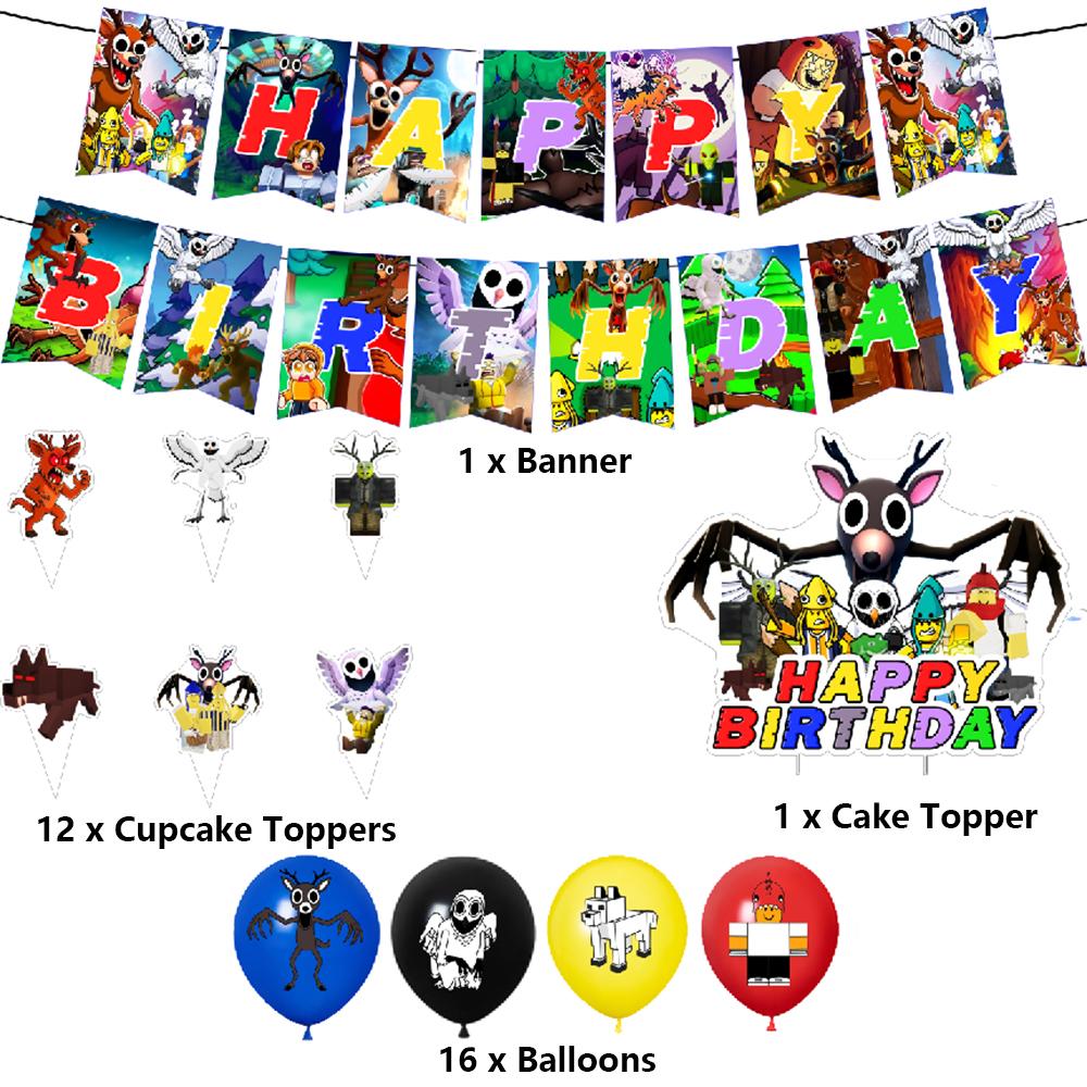 30pcs Game Theme Party Supplies Set Includes Banner, Cake Topper, Balloons