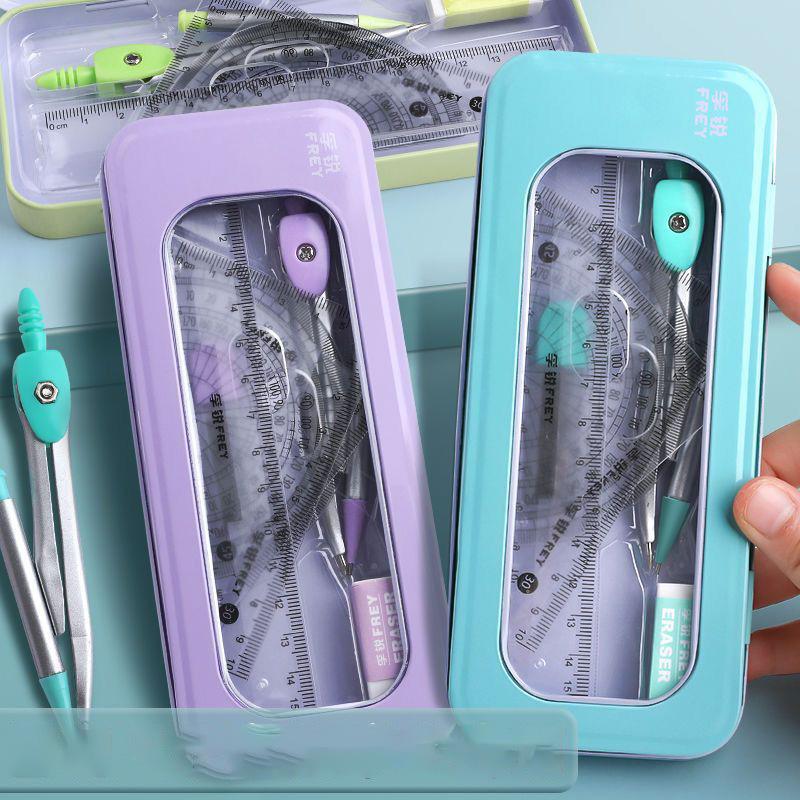 7-teiliges Zirkel- und Lineal-Set Multifunktional Professionell Metall Klein Frisch Zeichen-Schreibwaren Für Studenten Lernmaterial