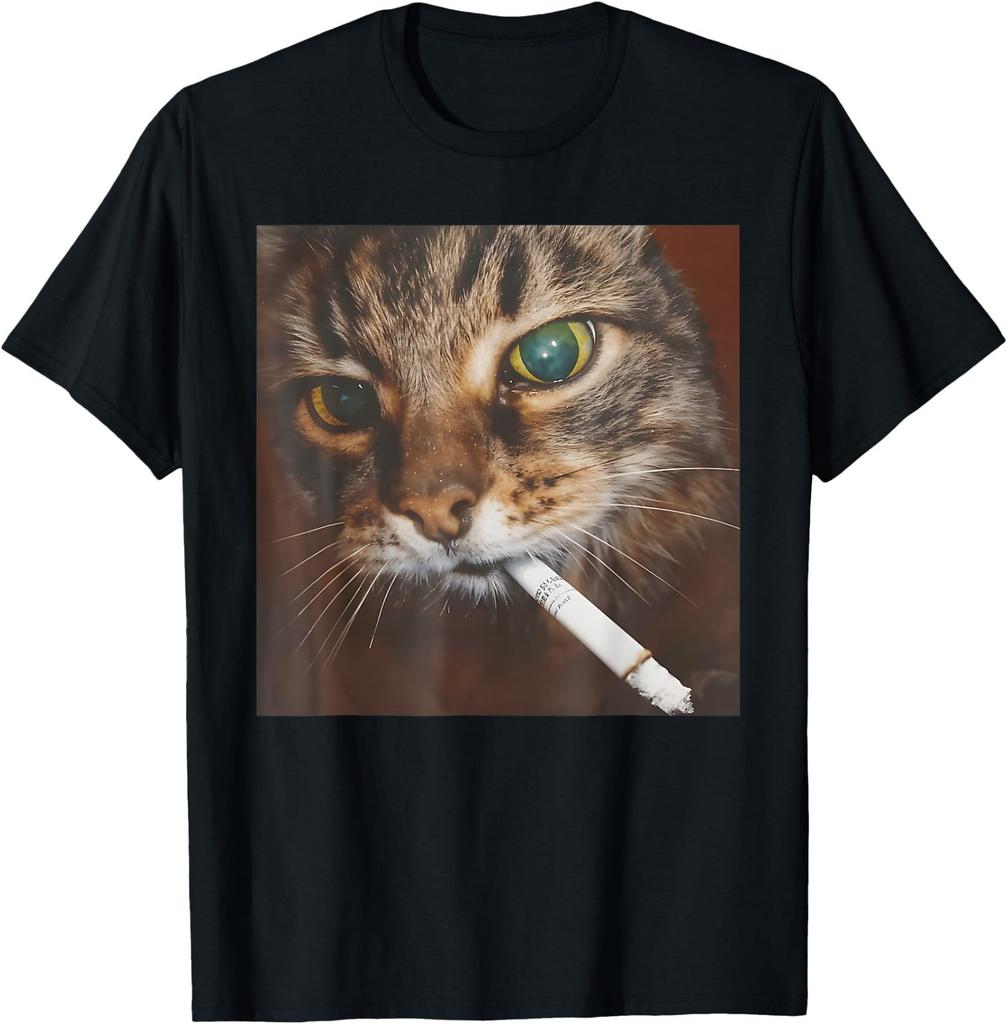 Funny Smoking Cat, Cigarette Kitty Gen Z Meme, Cat Lover T-Shirt