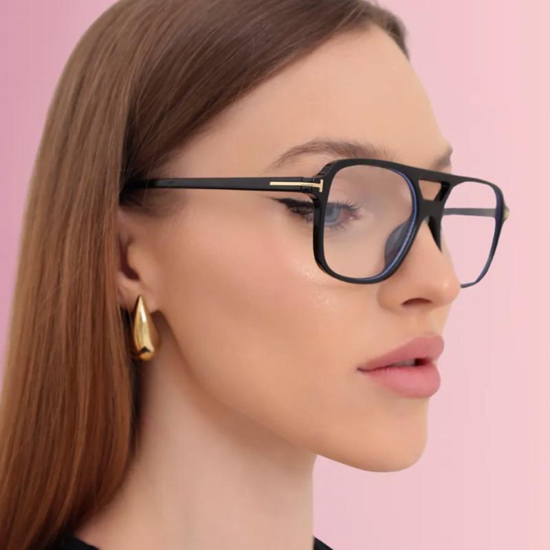 Mote Pilotbrilleinnfatninger Kvinner Dobbelt bro Oversized Brilleinnfatning Firkantede Briller Klassisk Merke Designerbriller UV400