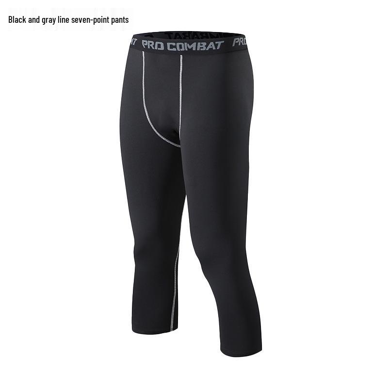 Men's Sports Basketball Sweats - High-Elasticity, Sweat-Wicking, 7-Point Compression Pants