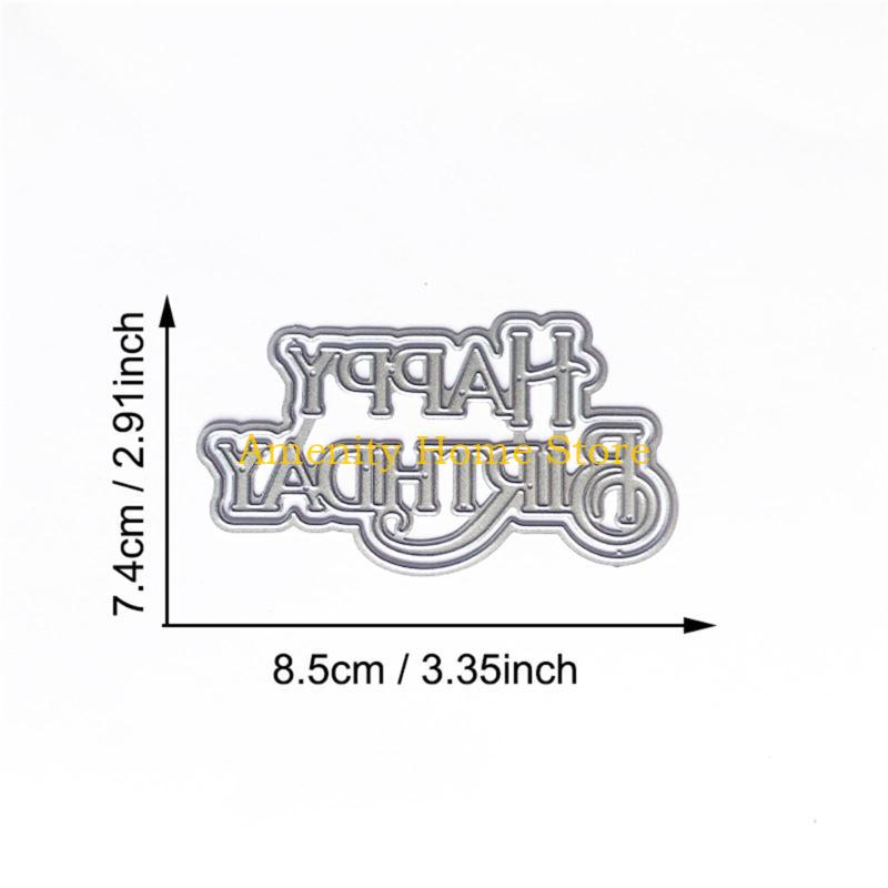 F26C Metal Die Cuts Happy Birthday Embossing Stencil Cutting Dies for Card Making Scrapbooking Paper Craft DIY Template Mold