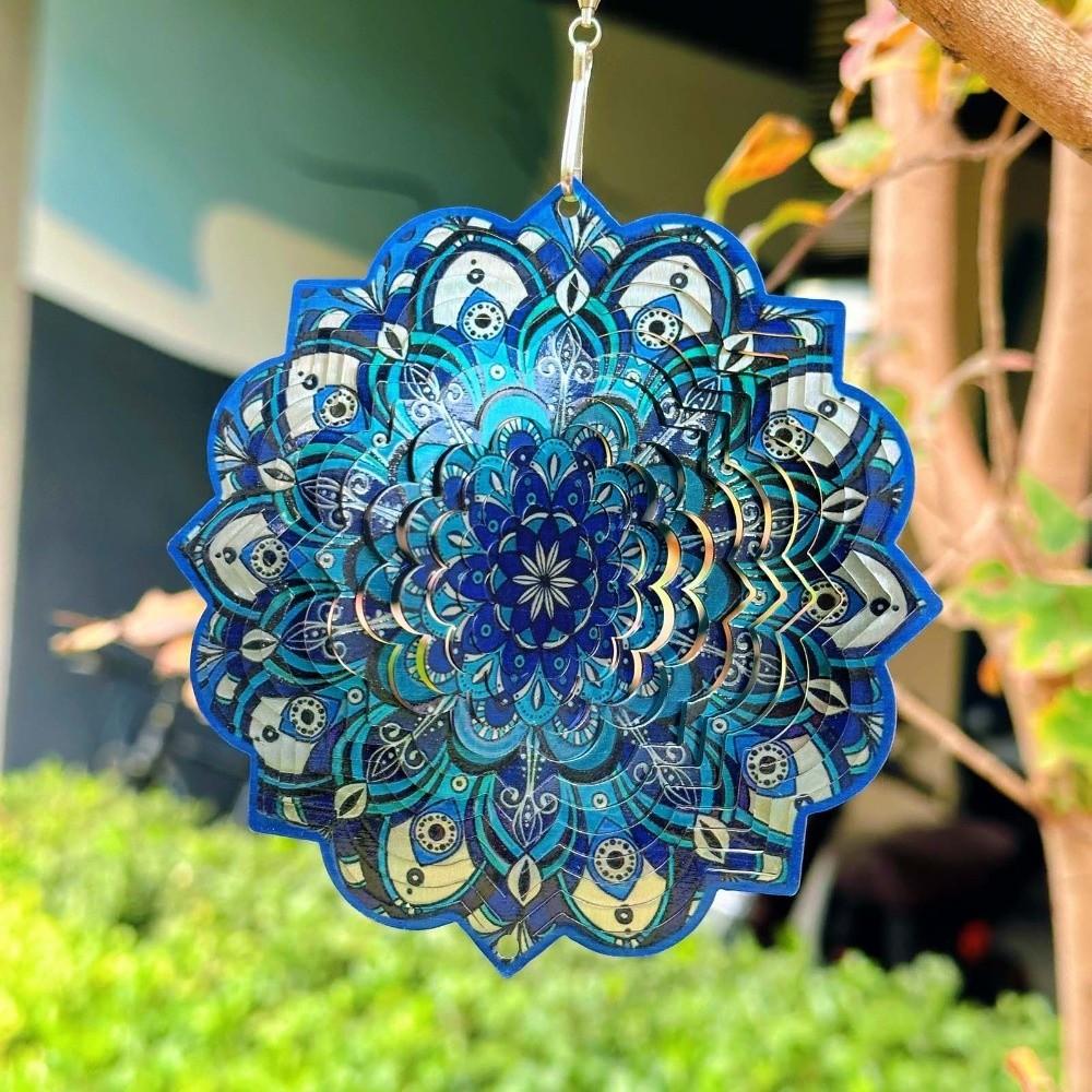 Butterfly Mandala Wind Chime 3D Wind Spinner Funny Rotating Pendant  Porch Display
