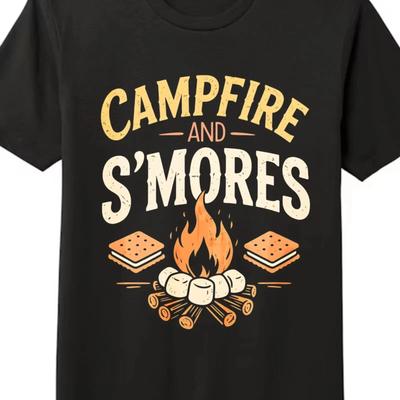 Campfire Smores T Shirt For Camping Trips Amp Outdoor Adventures Vintage Slightly Streetwear Stretched Designer Clothes