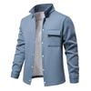 Autumn And Winter New Fleece Thickened Waffle Men'S Lapel Cardigan Jacket Foreign Trade Pocket Coat Top Men