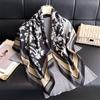 New Korean version oblique silk pattern large square scarf 91 fashionable versatile printing imitation silk dust-proof shawl headscarf women