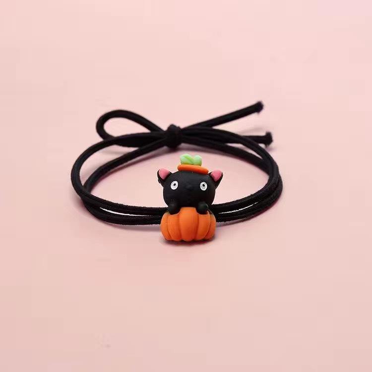 Halloween Pumpkin Ghost Hair Ties for Kids – Cartoon Rubber Bands for Girls' Hair Accessories and Bracelets