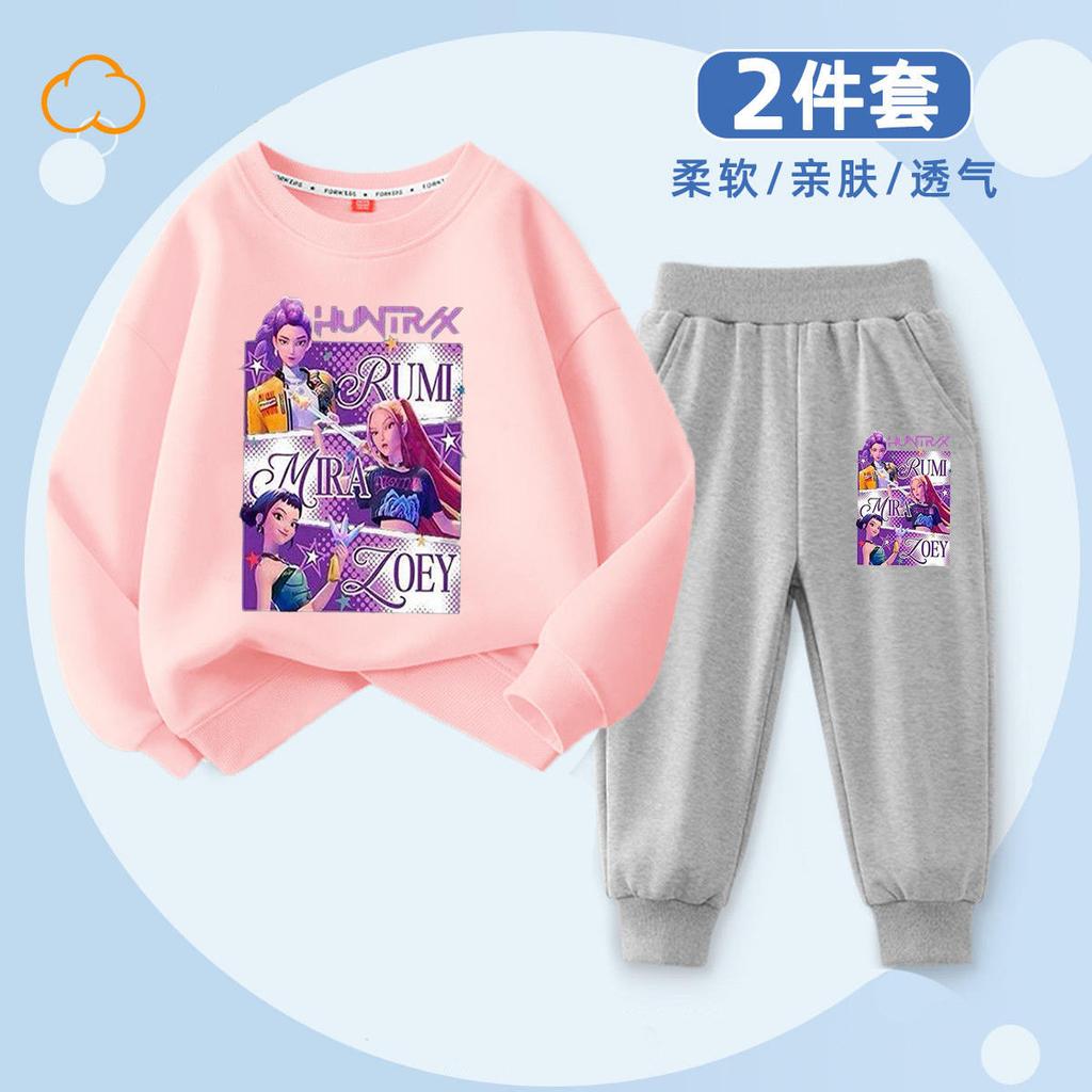 Modă pentru copii Vânătoare de vrăjitoare K-POP Hanorac cu gât rotund Set casual din 2 piese de primăvară și toamnă pentru băieți și fete