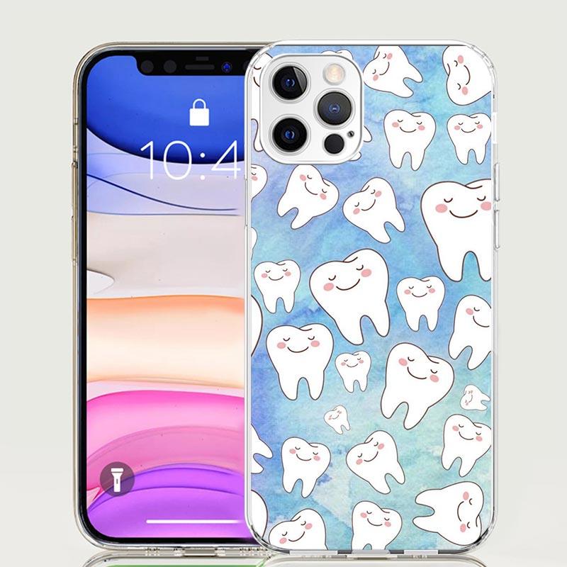Wisdom Teeth Dentist Tooth Case Phone Cover for Apple iphone 16 15 14 13 12 Mini 11 Pro Max 16E X XS XR 7 Plus 8 + SE 2020 Trend