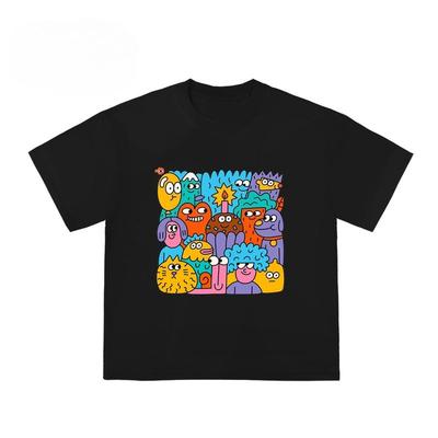 Cartoon Illustration Grafik T-Shirts Unisex Reines Baumwoll-T-Shirt Tee Casuai Kurzarm Rundhals Oberteil Mode Streetwear Kawaii