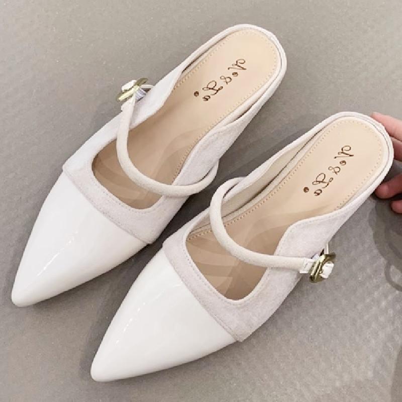 Fashion High Quality Pointed Toe Flat Sandals Women Fashion Narrow Band Buckle Slide Sandals Concise Comfortable Non-slip Designer Shoes