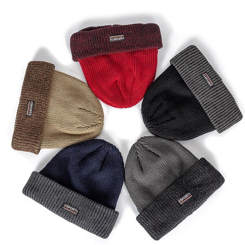 Unisex Two Tone Color Winter Hat Add Fur Lined Flanging Cap Stylish Soft Beanie Hats For Men Women Warm Outdoor Ski Sports Hat