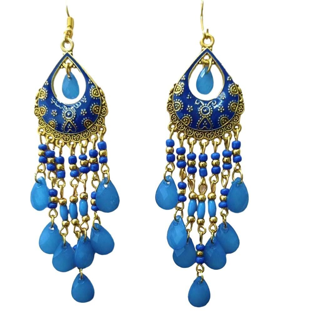Bohemia Style Bohemian Tassel Earring Heart Shaped Hollow Earrings Ethnic Style Earring Gifts