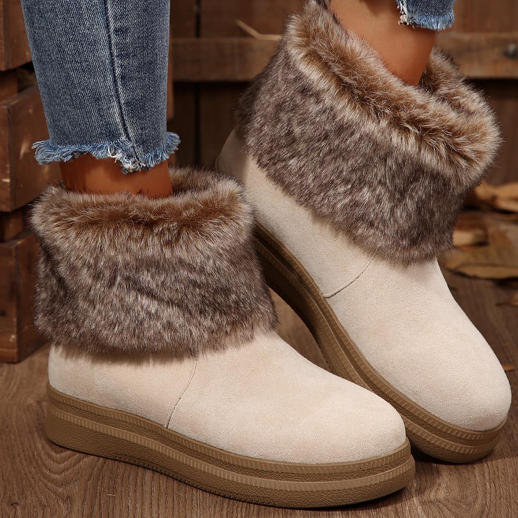 Fashion Women Winter Warm Slip On Round Toe Waterproof Snow Boots Women Trend Fashion Outdoor Comfortable Casual Boots Shoes for Women