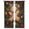 Christmas Pine Branch Gingerbread Man Curtains For Living Room Bedroom Home Decoration Window Voile Tulle Curtain Drapes