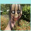 Maschera Momo Capelli Lunghi Spaventosi Plastica Halloween Film Horror Festa Costume Accessorio
