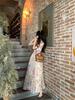 2025 French Retro Floral Halter Sundress: Women's Summer Backless Waist-Hugging Long Dress