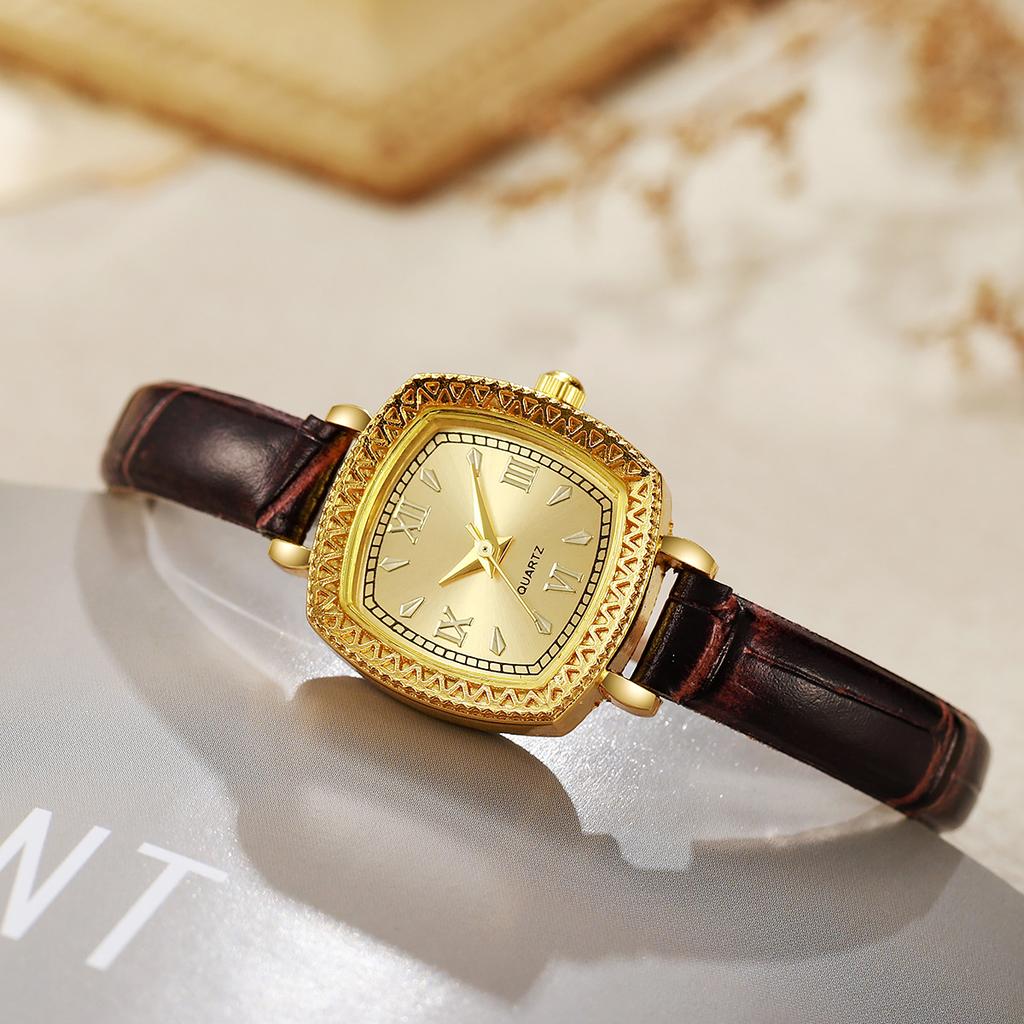 Fashion Square Women Leather Strap Wristwatches Casual Roma Dial Quartz Watch For Ladies Clock