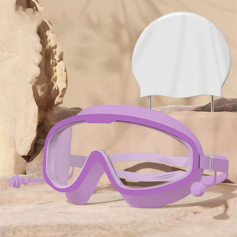 Swimming Goggles Large Frame Swimming Goggles Large Frame Hd Wide-Angle Anti-Fog Uv Protection Child Swimming Goggles No Leakage
