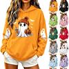 Ladies Casual Ladies Halloween Printed Round Neck Pullover Hooded Sweater