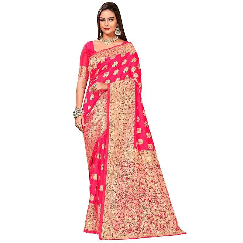 Glory Sarees Womens Banarasi Silk Saree With Blouse Piece (Banarasi Saree131 Rani)