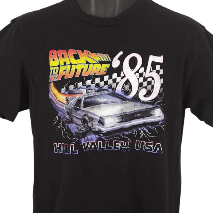 

Back To The Future Racing 100% Cotton T-shirt Mens Tees Top Mens Size Large Black Hill Valley USA M
