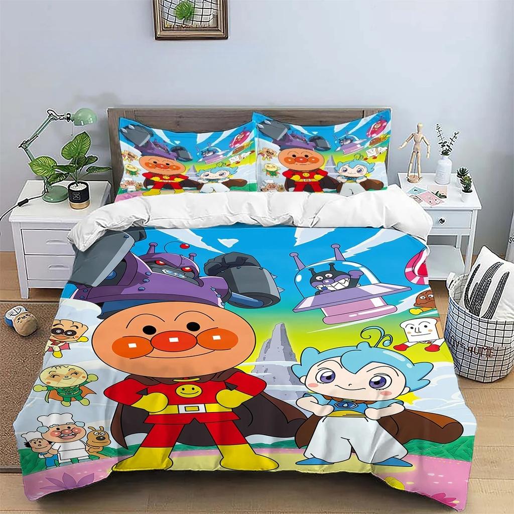 Anpanman Squad Bedding Set Double Twin Full Queen King Kids Bedclothes Duvet Cover Pillowcase Decoration Christmas Gifts