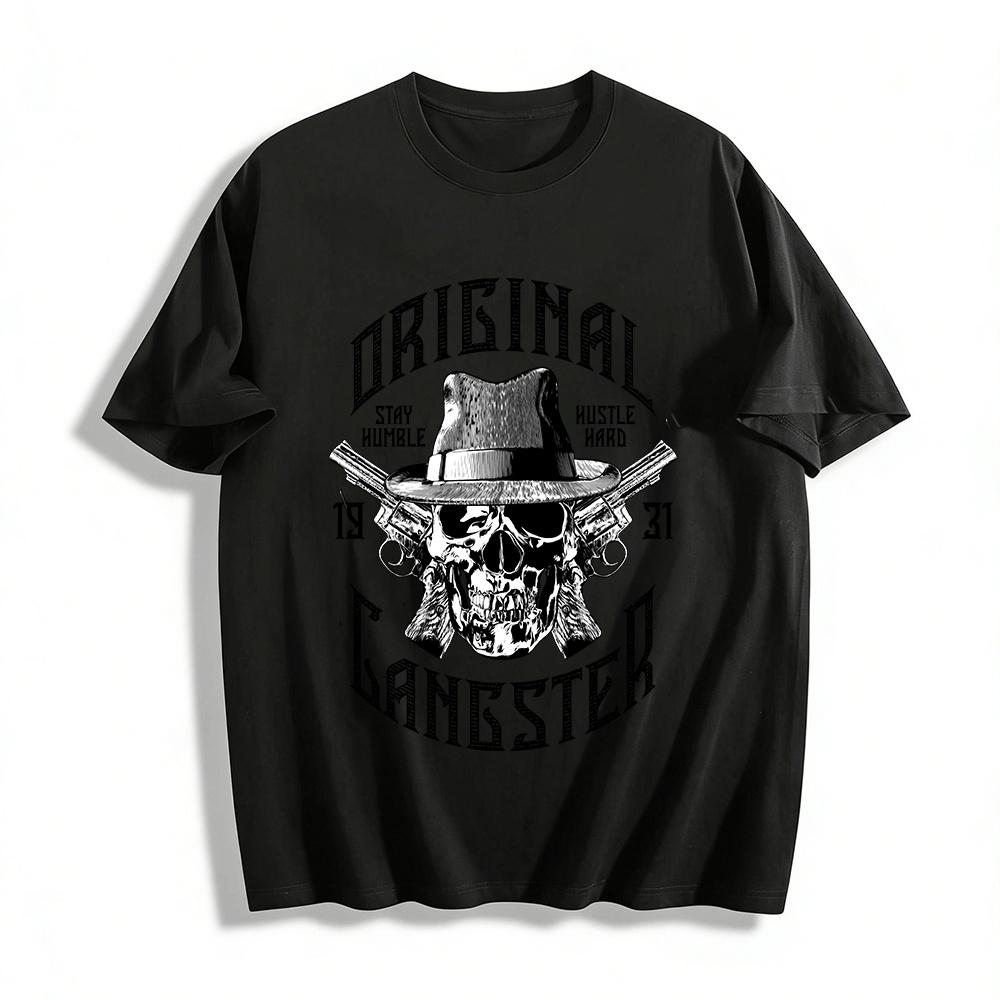 Original Gangster 1931 Stay Humble Hustle Hard Skull Graphic Tee Pure cotton T-shirt XXS