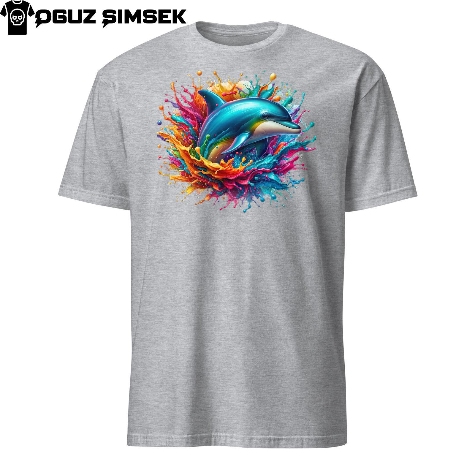 Vibrant Dolphin Splash Unisex T-Shirt Mens Womens Tees Top | Colorful Short Sleeve Tee | Sizes S-3XL L