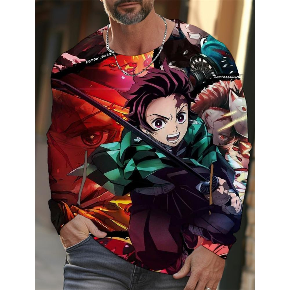 Men's Long-sleeved T-shirt 3D Printing Anime Printing Men's Long-sleeved T-shirt Autumn Tops