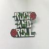 "Rock and Roll" Funny Rose Flower Letter Brooch Badge for Backpacks and Hats Unique Gift Accessory