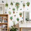Green Plant Leaf and Butterfly Wall Decals, Peel and Stick Removable Stickers for Bedroom Living Room Sofa Wall Decor