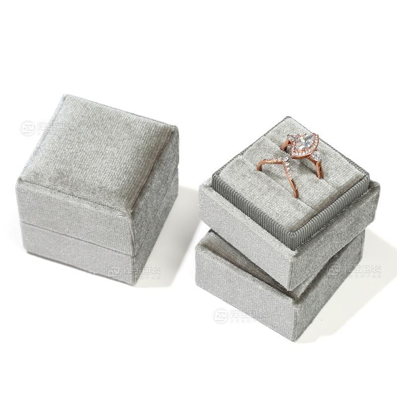 Velvet Vintage Ring & Earring Box with Lid - High-Grade Feel, Single/Double Ring Slots