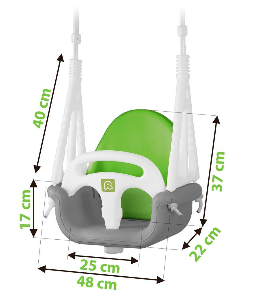 Ricokids 3-In-1 Elephant Bucket Swing, Gray And Green