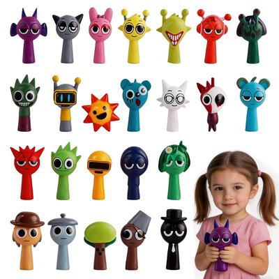 Spranky Figur Mini Puppe Spielzeug Puppen Zubehör Höhe 3-5cm PVC Bemalt Fertigprodukt Charakter Sammlung Singing Monster Sammlerpuppe Geburtstag