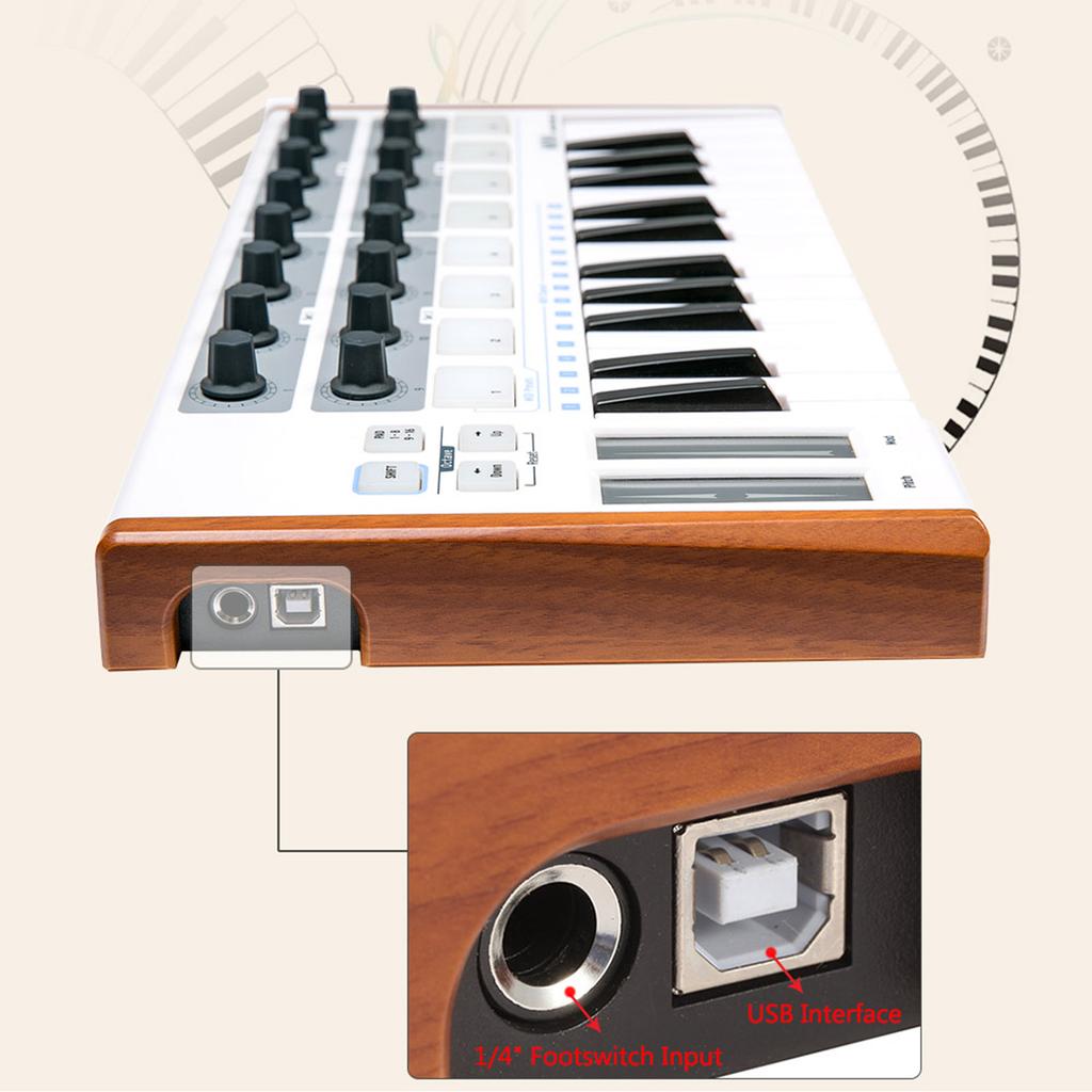 Worlde Ultra Portable Mini Professional 25 Key USB MIDI Drum Pad and Keyboard Controller