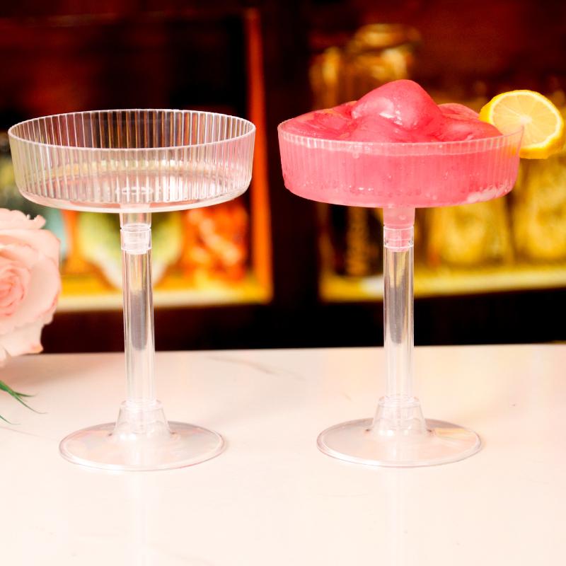 10Pcs Plastic Martini Glasses Disposable Transparent Champagne Glass Detachable Champagne Tower Dessert Cup For Wedding Party