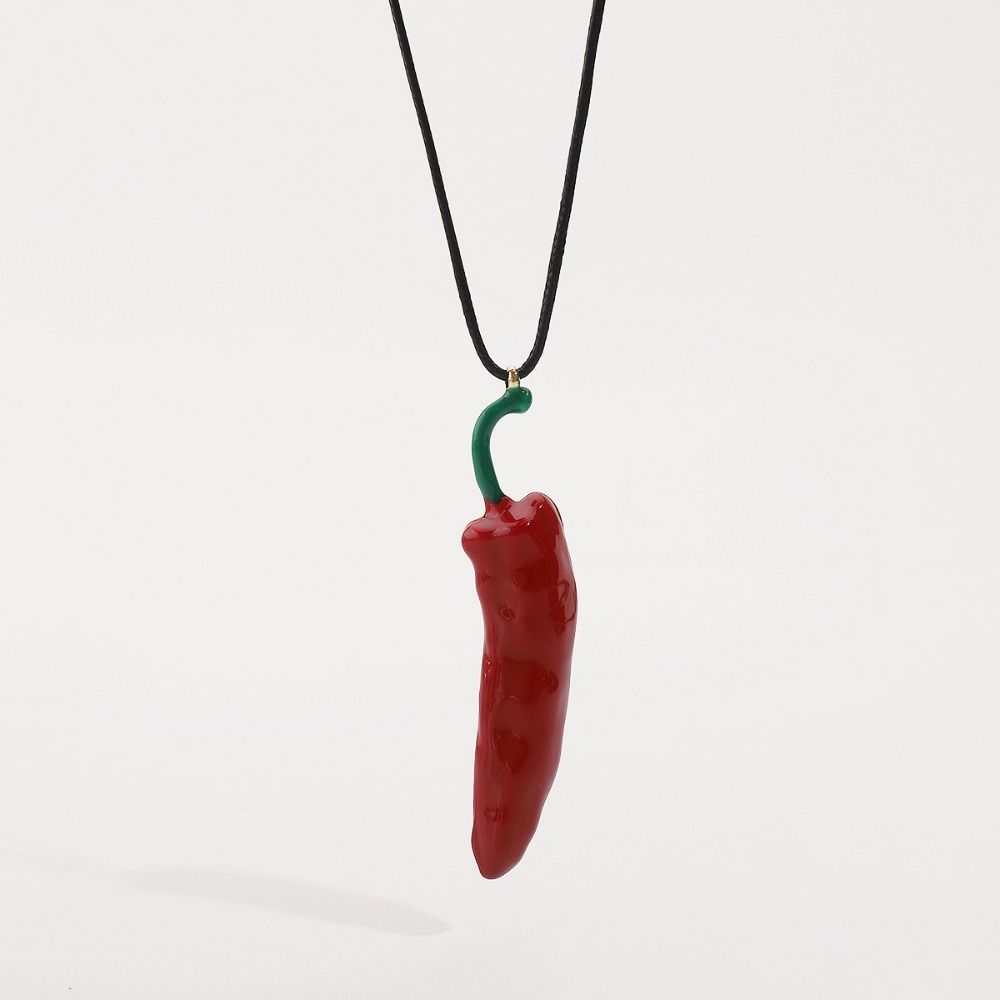 Simple Fashion Necklace Boho Style Metal Accessories Cute Red Pepper Pendant  Parties