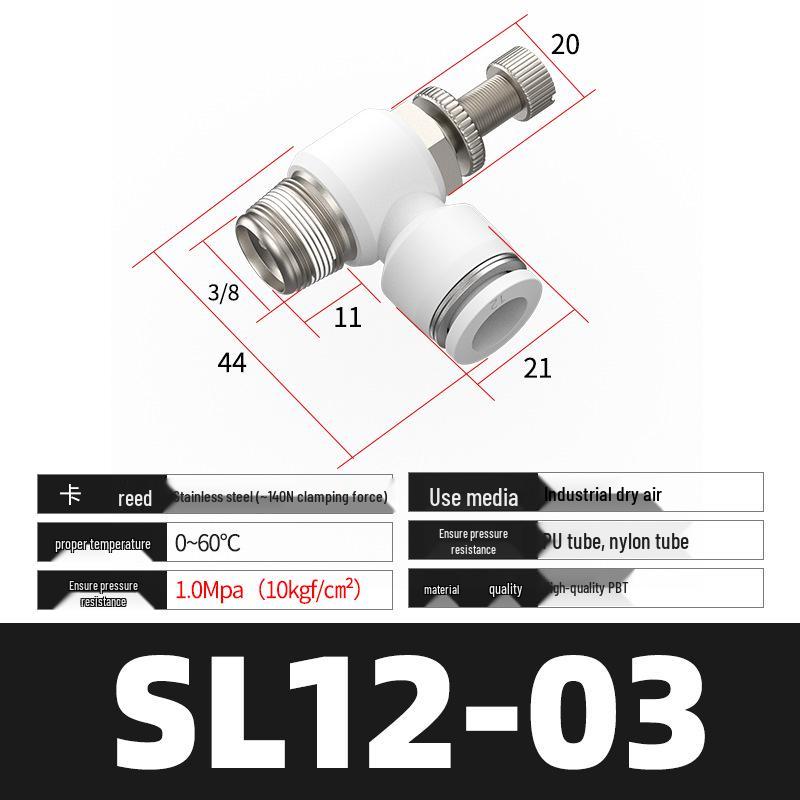 Pneumatyczny regulowany zawór dławiący serii SL (4/6/8/10/12) dla złącza rurki pneumatycznej i cylindra