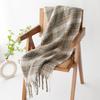 New Fluffy Large Brushed Imitation Cashmere Plaid Tassel Scarf High-end Women's Plaid Scarf Shawl