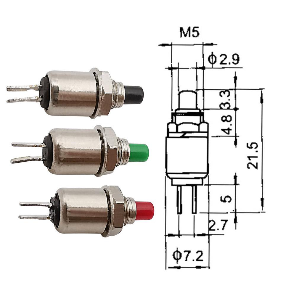 2/5/10Pcs DS 402 Self-reset/Momentary Micro Push Button Switch 5mm Metal Mini 2PIN Switch Red Green Black Pushbutton Switches 3